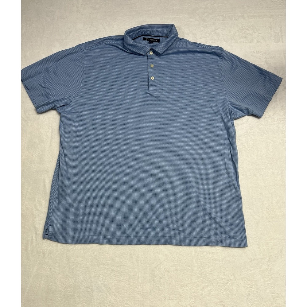 Daniel Cremieux Mens XXL Blue Micro Check Cotton Short Sleeve Polo Shirt